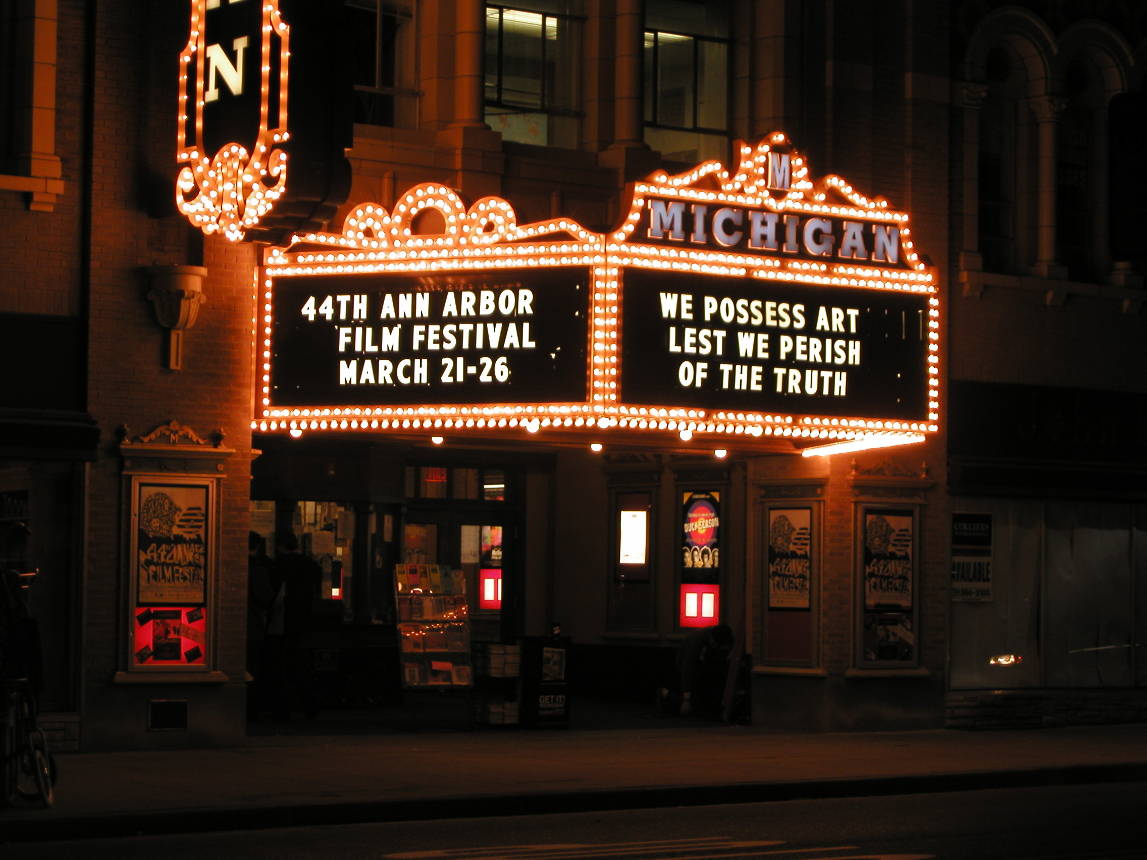 Michigan Theater marquee Nietzsche quote